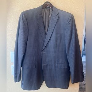 ZZenga Men's 56R Navy Blue Brown Blazer Sport Coat